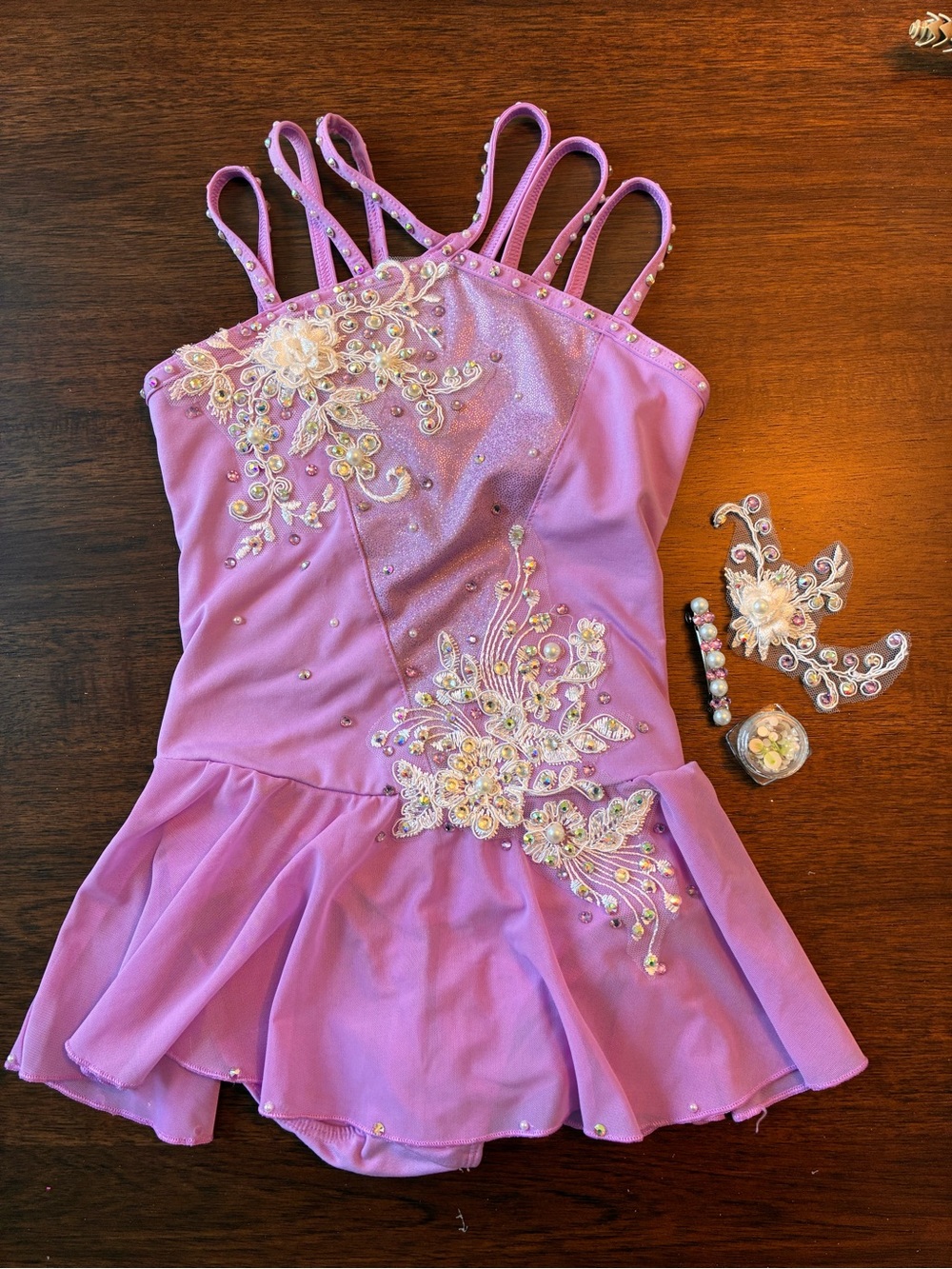 Girls Lavender Sparkle Dance Costume with Embellished Appliqués
